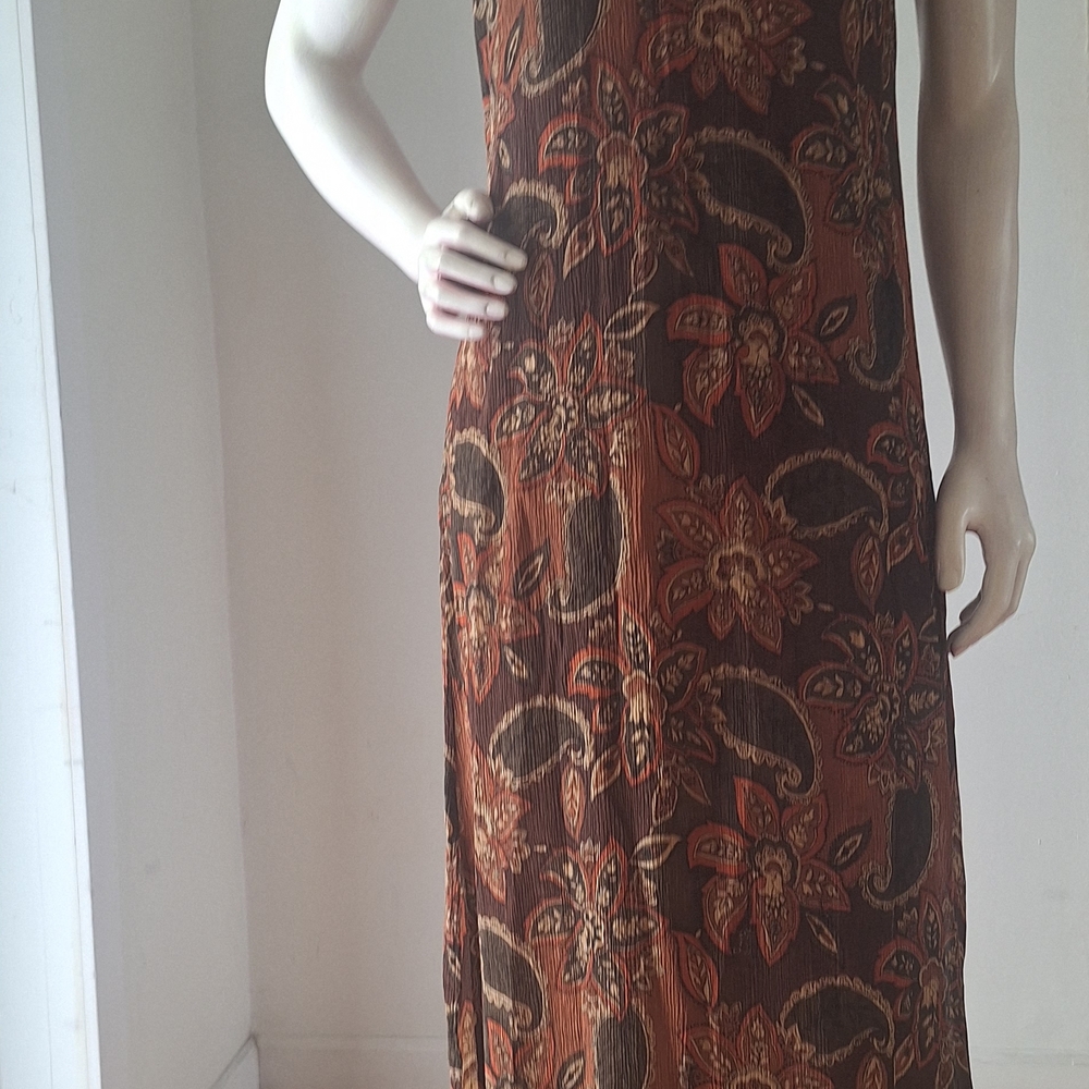 Amanda Smith Brown and Rust Paisley Maxi Dress